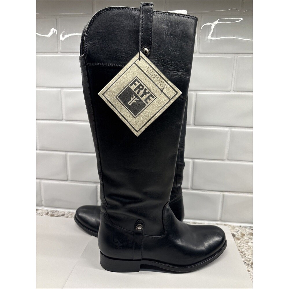 Frye Melissa Black Leather Tall‎ Boots NWT Women’s Size 6 Reg $398 Equestrian